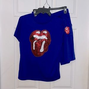 Royal blue 2pc shorts set